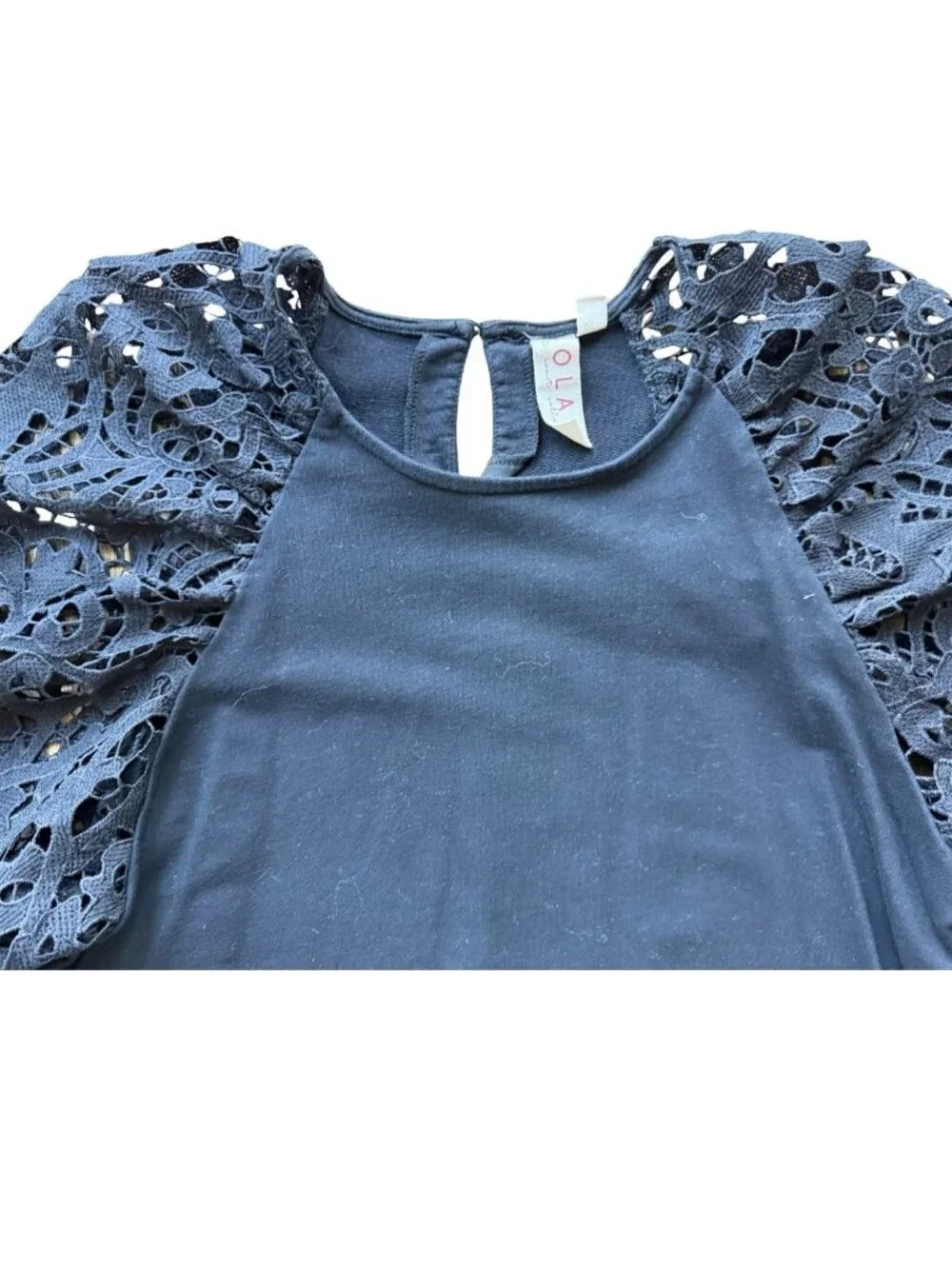 Dolan Lace Bubble Sleeve Cropped Top Black Size L Anthropologie